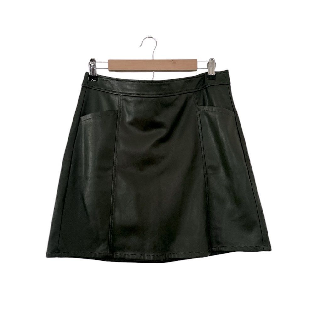 LOFT Green Faux Leather Pocket Skirt NWT